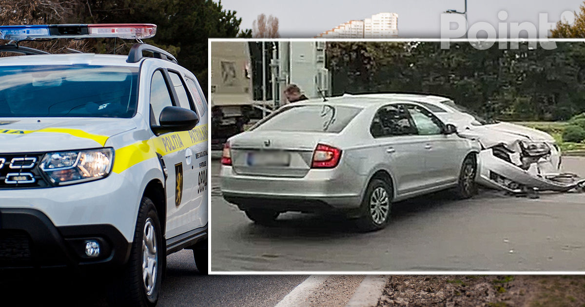 Accident la Chișinău: Două automobile s-au tamponat la o intersecție.