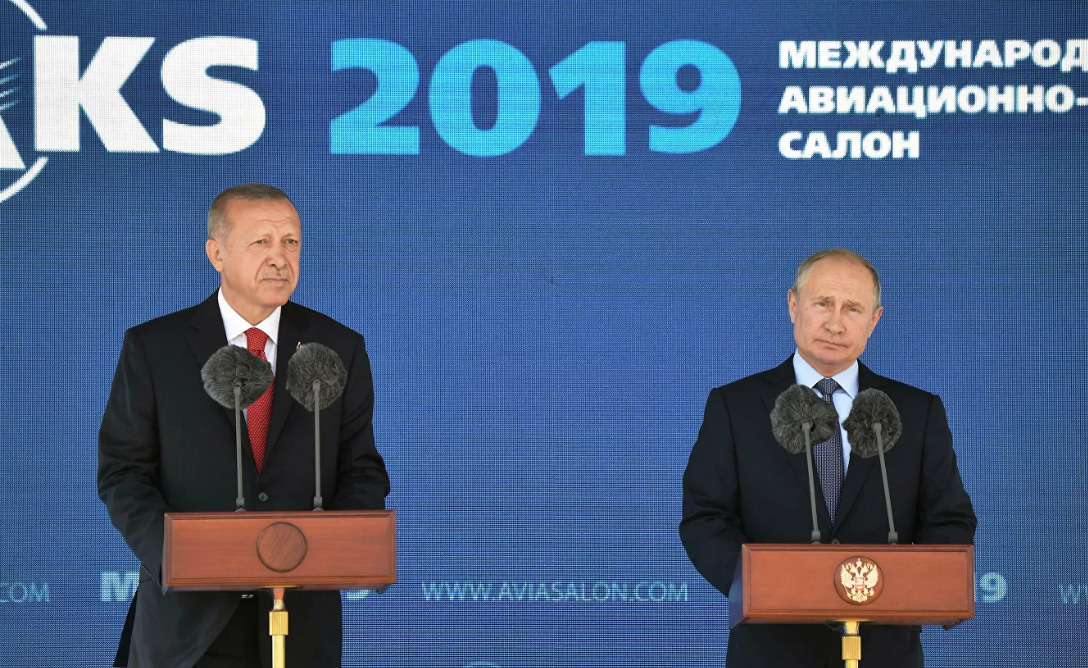 Путин на совместной пресс-конференции с турецким лидером Эрдоганом. Фото: ria.ru.