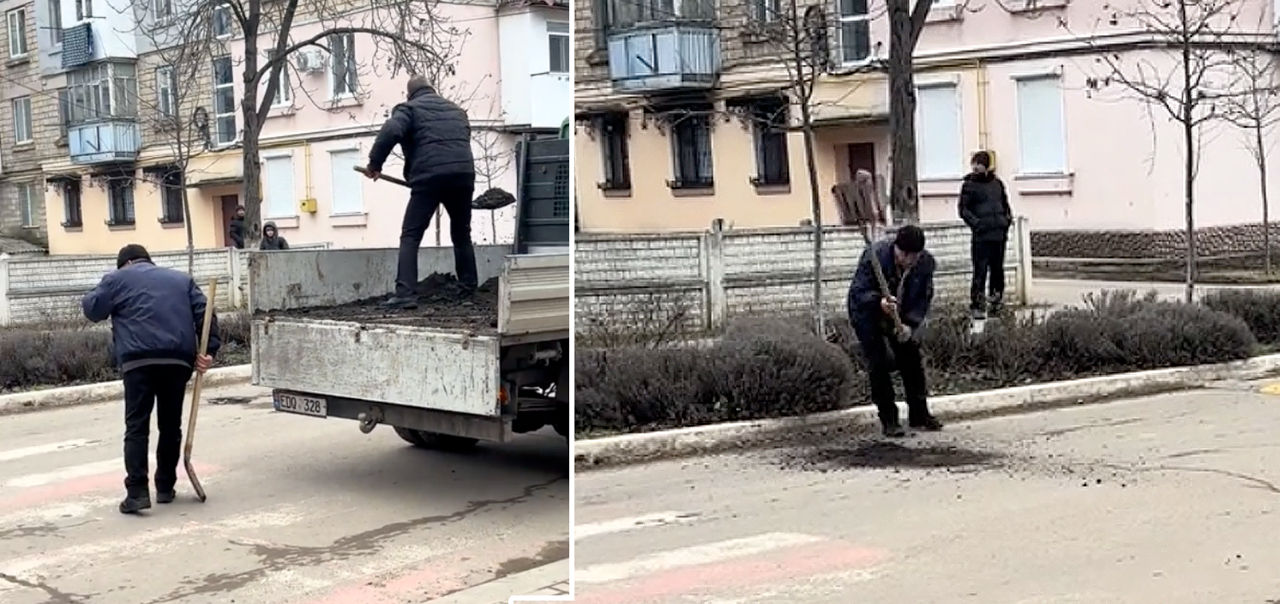 Locuitorii din Căușeni, nemulțumiți de calitatea plombării gropilor de pe drumuri.