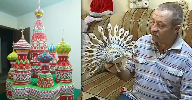 Слесарь из Кишинёва Валерий Остовский стал мастером оригами и создает шедевры из любой бумаги. Коллаж Point.md.