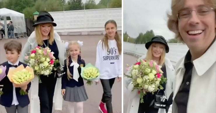 Нарядная Алла Пугачёва повела детей во второй класс. Коллаж: Point.md