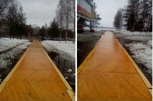 Autoritățile locale au așternut parchet de la clădirea Gării Maritime până la corpul principal al Universității Lomonosov. 
