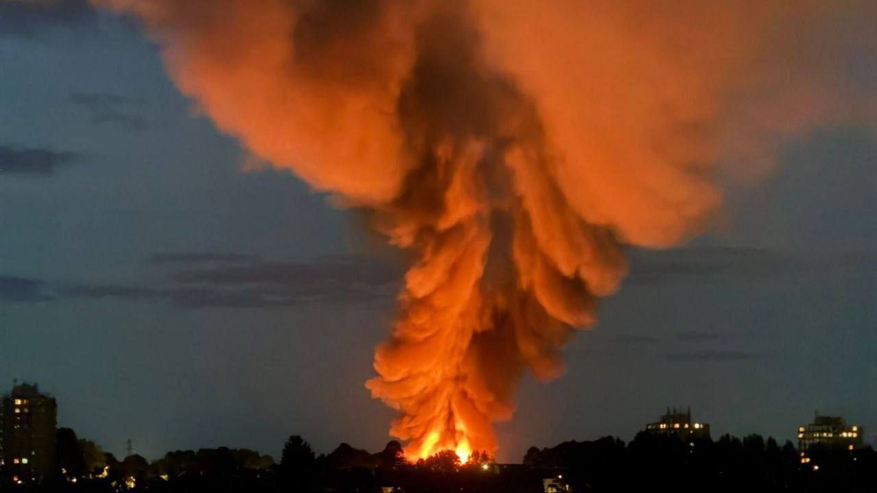 Incendiu masiv în Marea Britanie după o explozie puternică la un depozit.