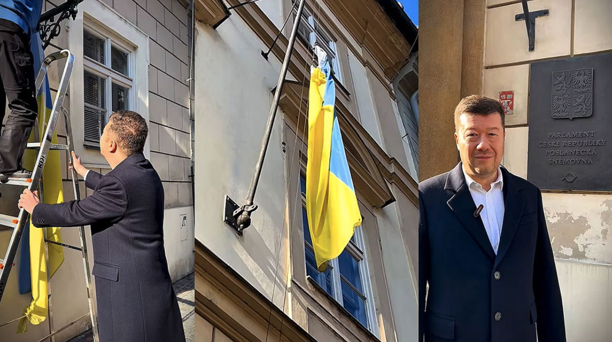 Noul președinte al Camerei Deputaților din Cehia a dat jos steagul Ucrainei de pe clădire.