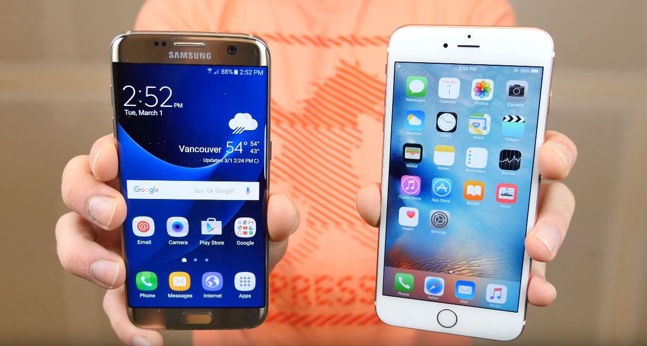 Galaxy S7 edge şi iPhone 6s sunt terminale premium, preferate de către cei pentru care statutul contează. Foto: publika.md