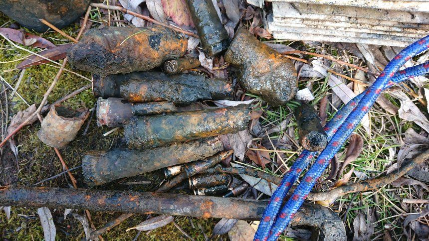 В Германии дети выловили из пруда боеприпасы времен Второй мировой.