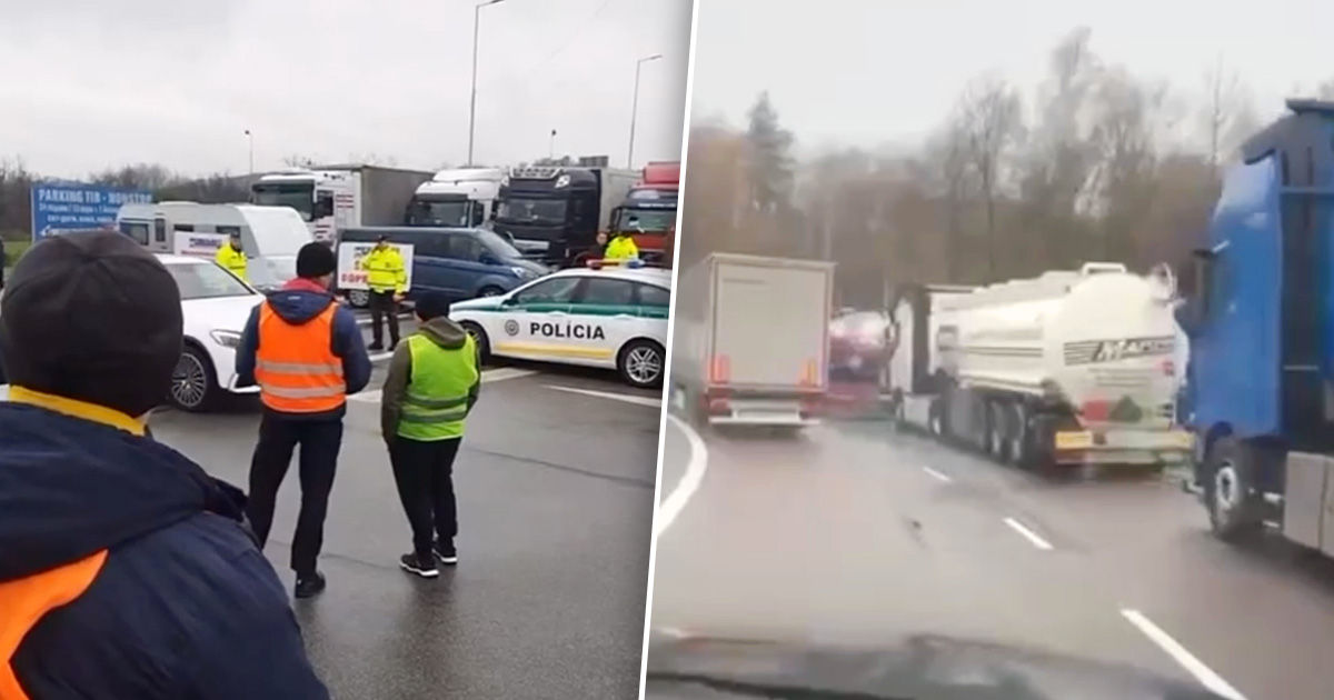 Словацкие перевозчики заблокировали движение на границе с Украиной. Коллаж: Point.md