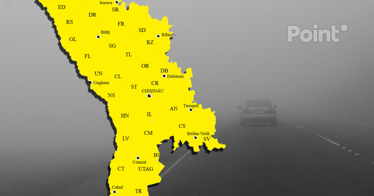 Codul Galben de ceață, prelungit în Moldova.