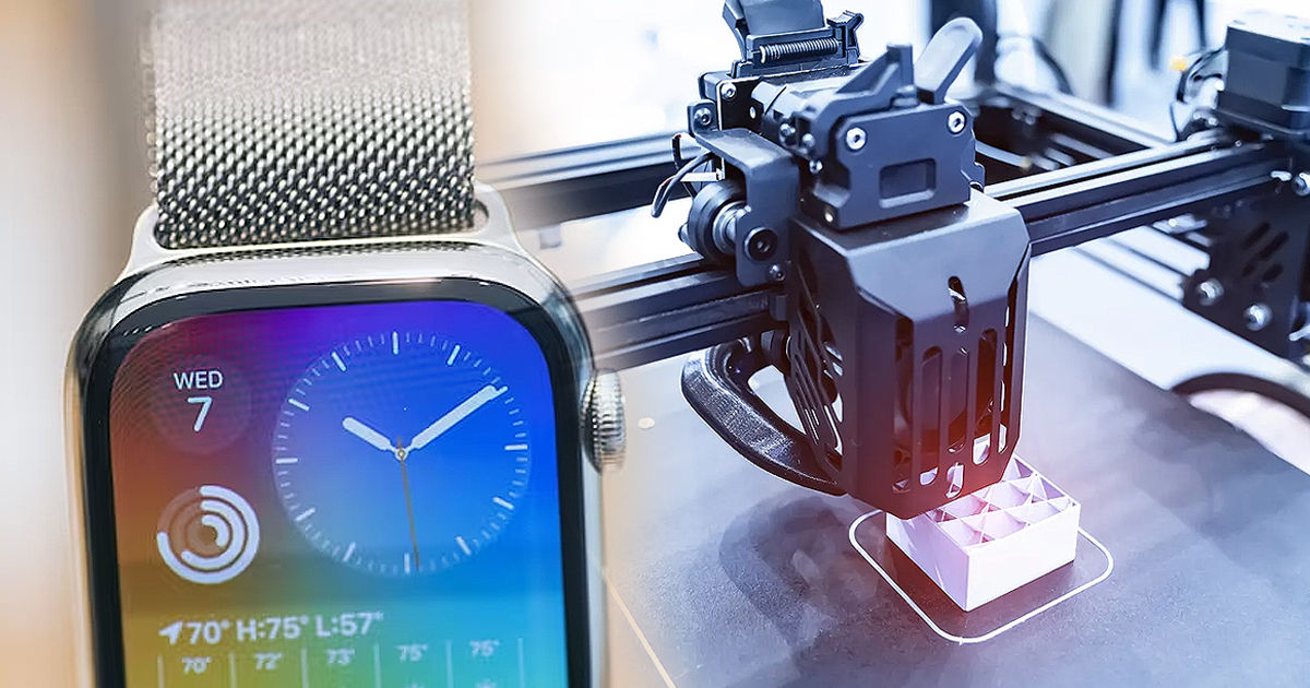 Apple тестирует печать корпусов для часов на 3D-принтере. Коллаж Point.md.