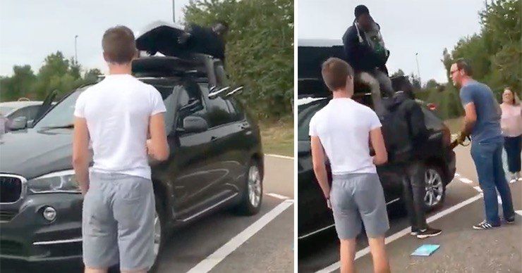Британец обнаружил нелегалов в багажнике на крыше своей машины. Фото: Point.md.