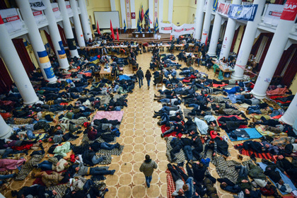В захваченной оппозицией мэрией Киева. Фото: lenta.ru