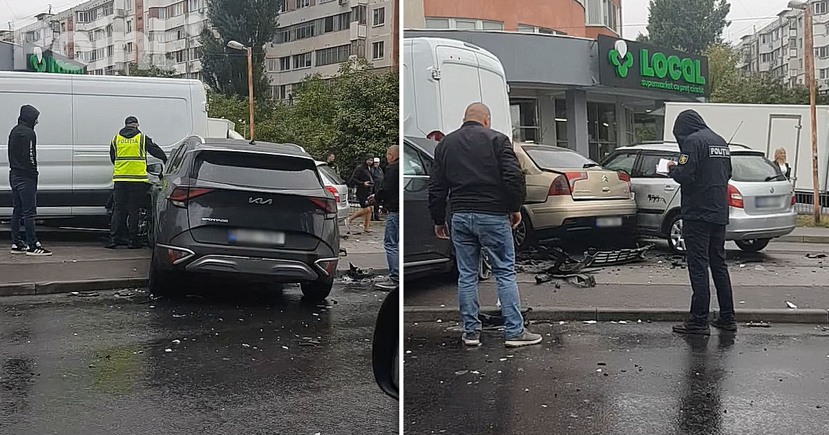 Grav accident în lanț la Chișinău: Un șofer, dus la spital.