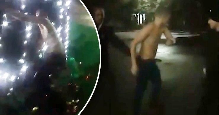 В Штефан-Водэ выпивший мужчина решил взобраться на наряженную в центре города ель. 