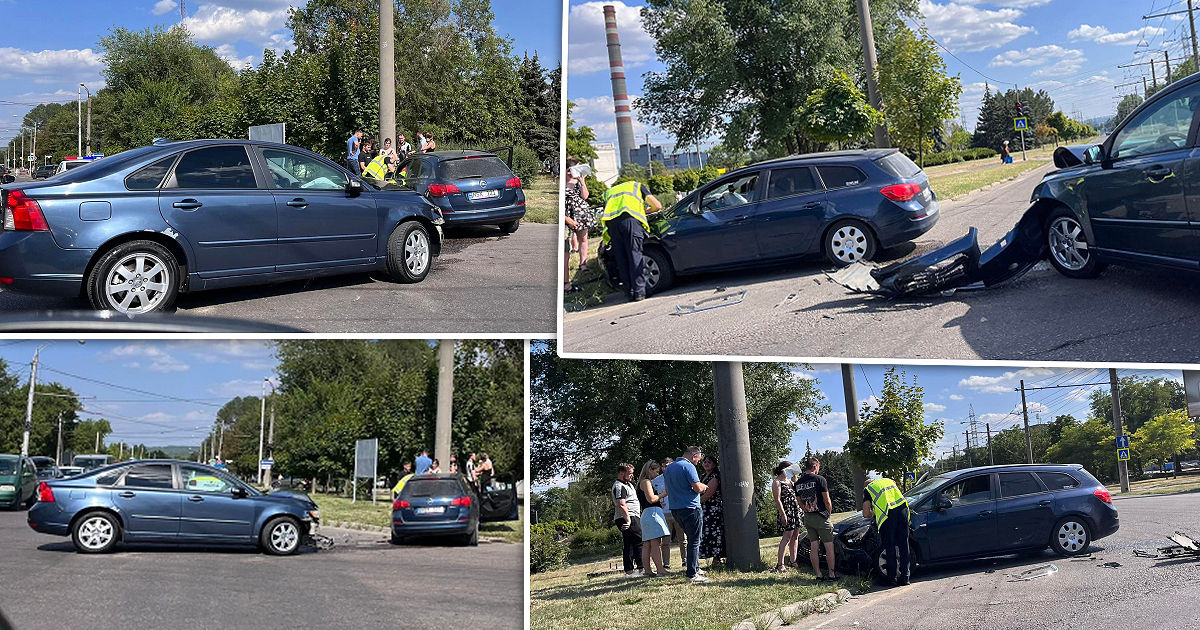 В Кишиневе на перекрестке столкнулись два автомобиля. Коллаж: Point.md