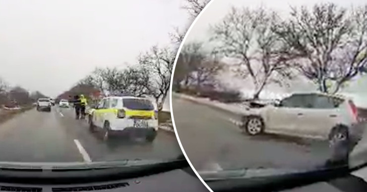 В Каушанах автомобиль врезался в дерево: водитель госпитализирована. Коллаж Point.md.