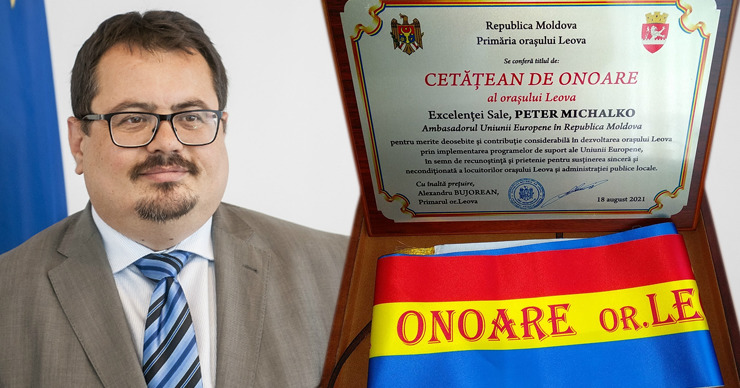 Петер Михалко стал почетным гражданином города Леова. Коллаж: Point.md