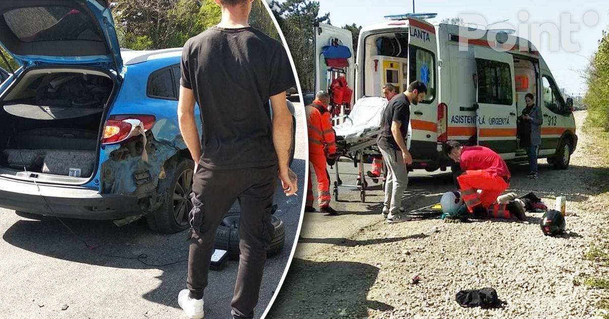 Un motociclist, transportat la spital după ce s-a tamponat cu un automobil.