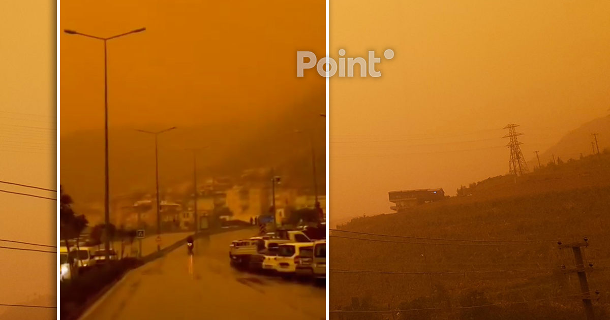 Cerul din Antalya s-a colorat în portocaliu din cauza unei furtuni de nisip.