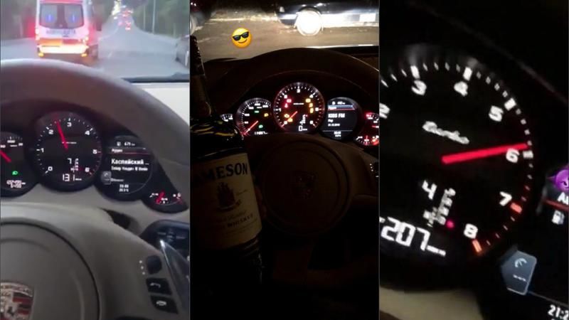 Молодые люди в столице ездят на высокой скорости и снимают видео.