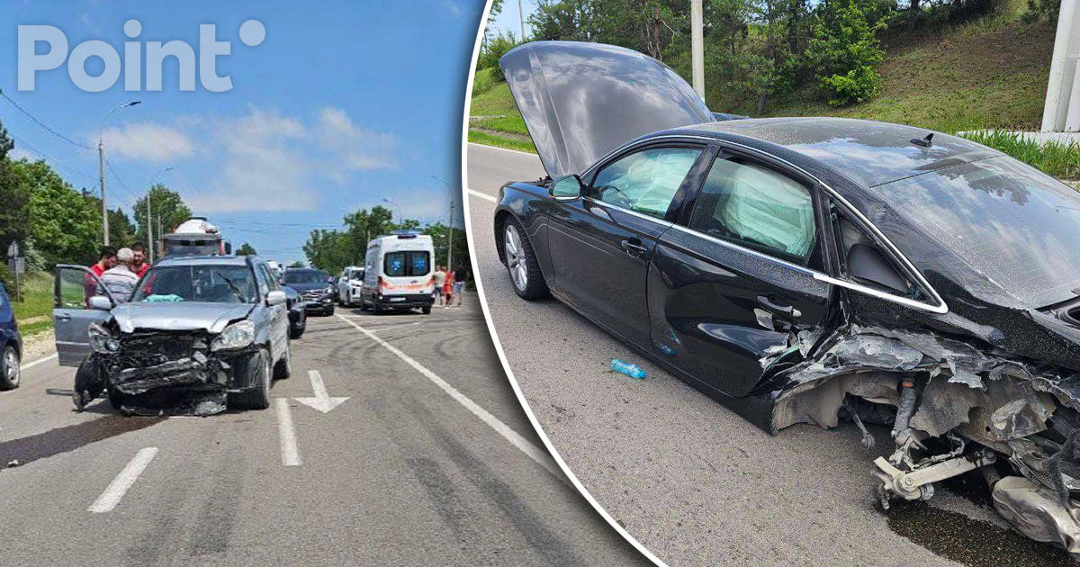 Accident violent la intrarea în oraşul Ialoveni: Patru maşini, avariate.