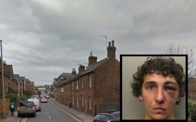 Claudiu Ciobanu şi strada pe care a comis agresiunile sexuale. FOTO Surrey Mirror
