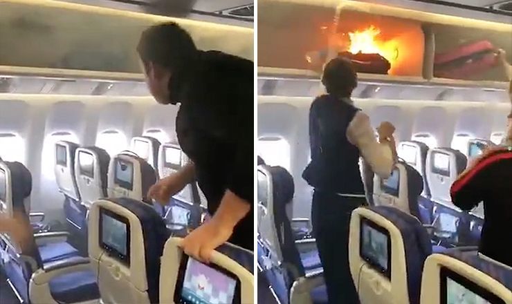 Очевидцы сняли на видео, как стюардесса и пассажир залили сумку водой и соком.