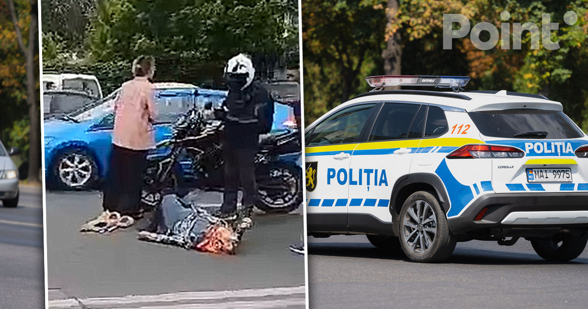 Авария в Кишиневе: мотоцикл сбил женщину, пострадавшая в больнице.
