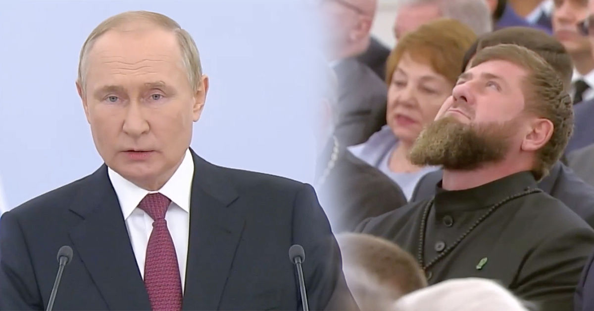 Кадыров заплакал во время речи Путина. Коллаж: Point.md