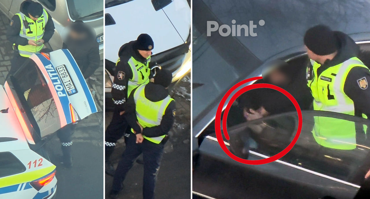 Un martor ocular a surprins comportamentul ciudat al polițiștilor în Capitală.