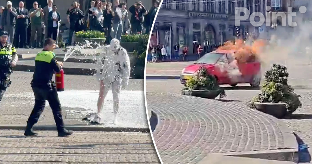 O mașină a explodat în centrul orașului Amsterdam: Șoferul a supraviețuit miraculos incendiului.