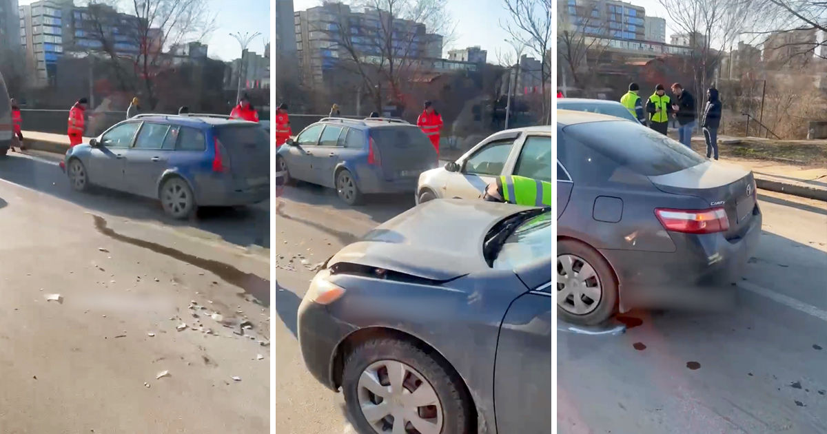 В результате ДТП в Кишиневе столкнулись три автомобиля. Коллаж: Point.md