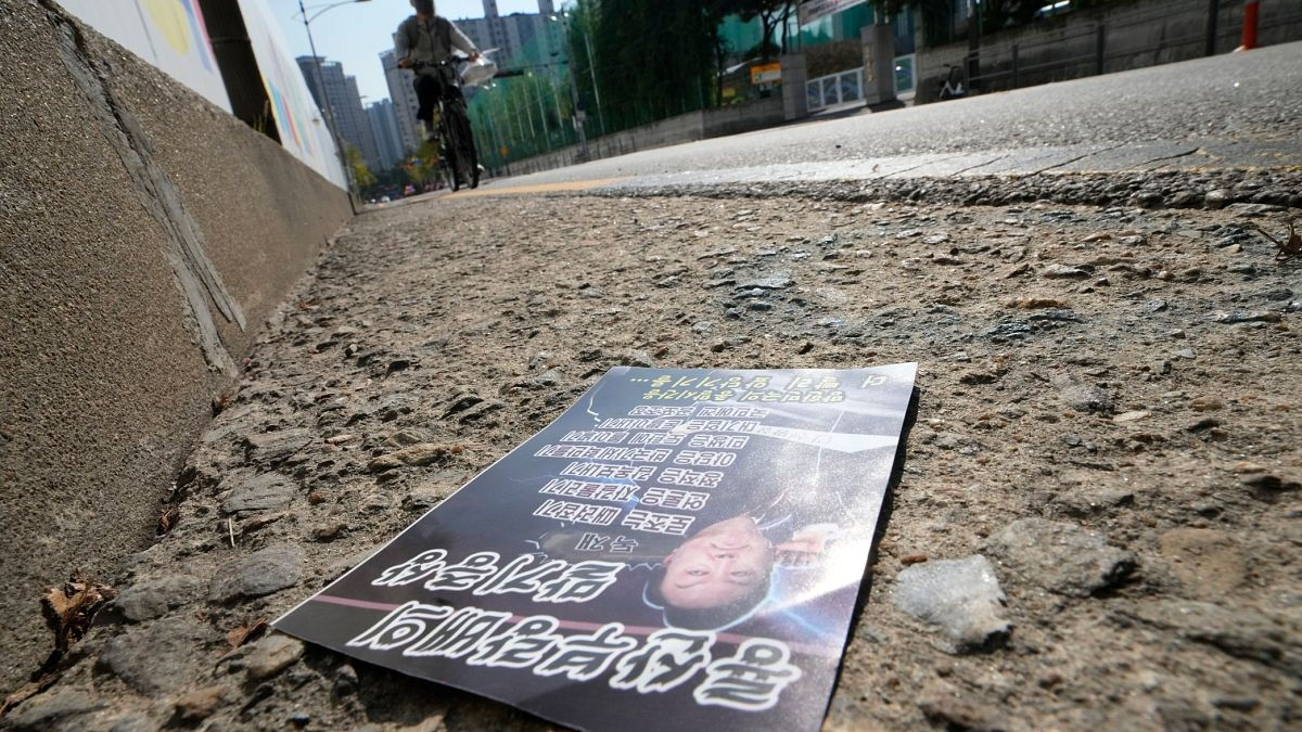Un balon cu gunoi și pliante din Coreea de Nord s-a spart deasupra complexului prezidențial din Seul.