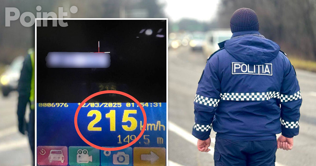 Un șofer, prins cu 215 km/h, riscă o amendă și suspendarea permisului.