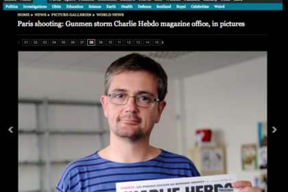 Фото главреда Charlie Hebdo Стефана Шарбонье на сайте The Telegraph.