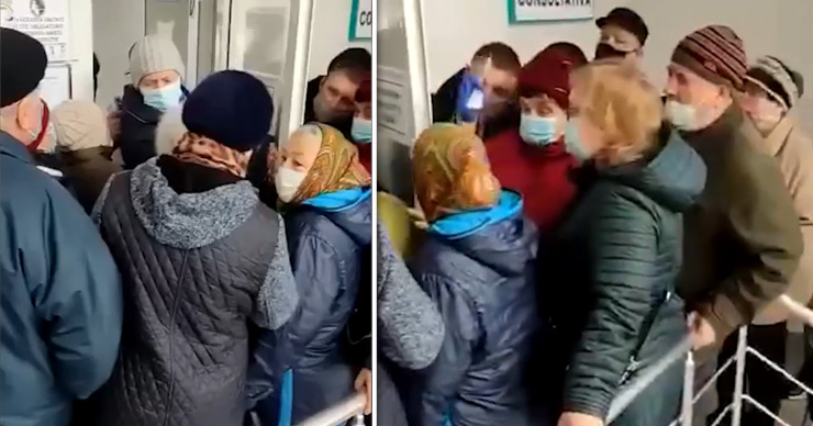 Столпотворение зафиксировали в понедельник у Центра здоровья Кагула. Фото: Point.md.
