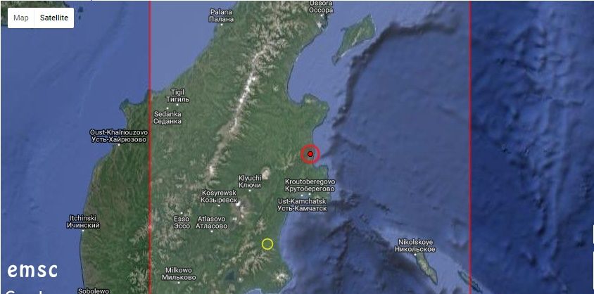 Un cutremur puternic a avut loc în această dimineaţă în regiunea Kamchatka. Foto: emsc-csem.org