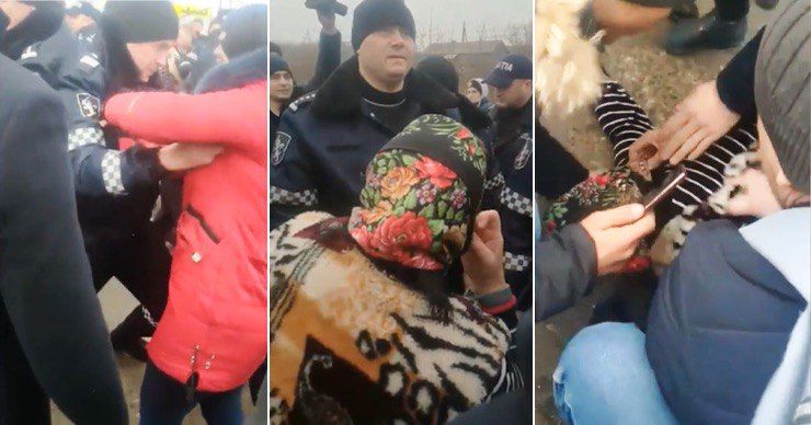 В Елизаветовке произошла потасовка между протестующими и полицией. Фото: Point.md