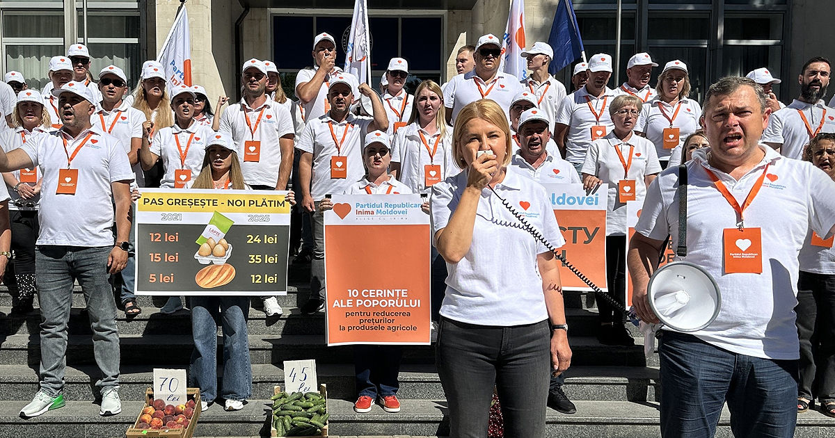 Protest la Guvern: Partidul Inima Moldovei cere oprirea creșterii prețurilor la alimente.