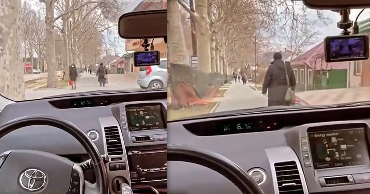 В столице автохам проехался по тротуару, снял видео и выложил в Сеть. Фото: Point.md.