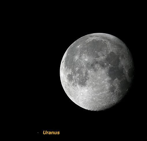 În data de 4 noiembrie, Uranus va fi la 0.42 grade distanţă de discul Lunii, pe teritoriul constelaţiei Peştii.