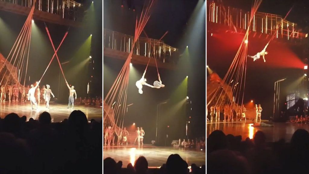 Акробат Cirque du Soleil сорвался с высоты и погиб.