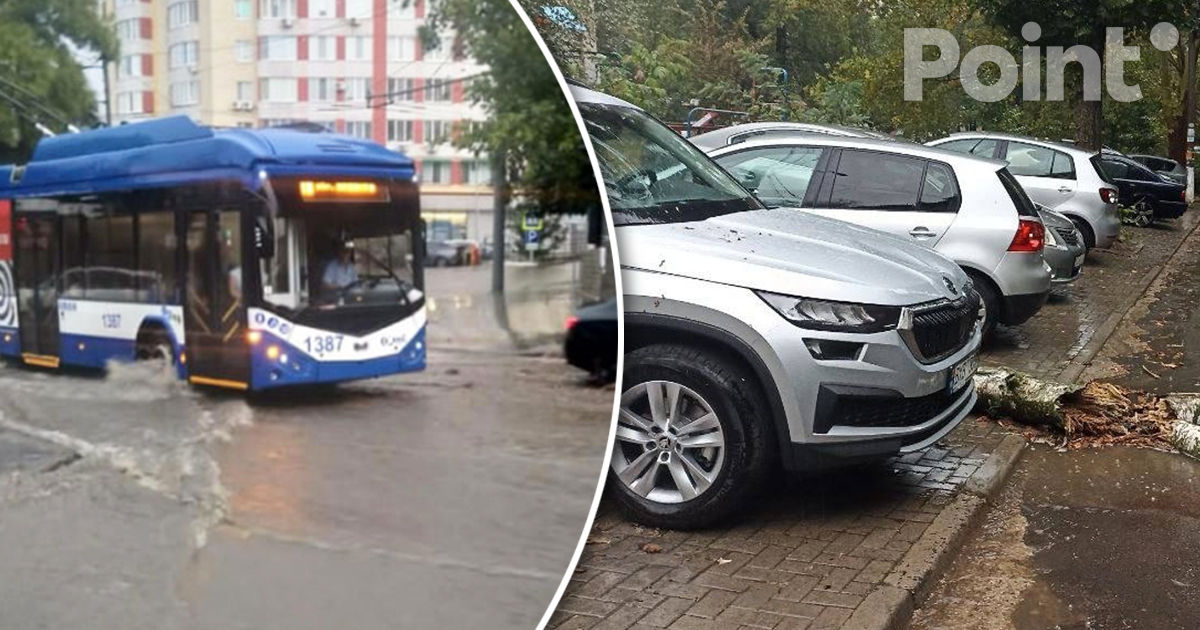 Ploi abundente în Capitală: Mai multe străzi au fost inundate.
