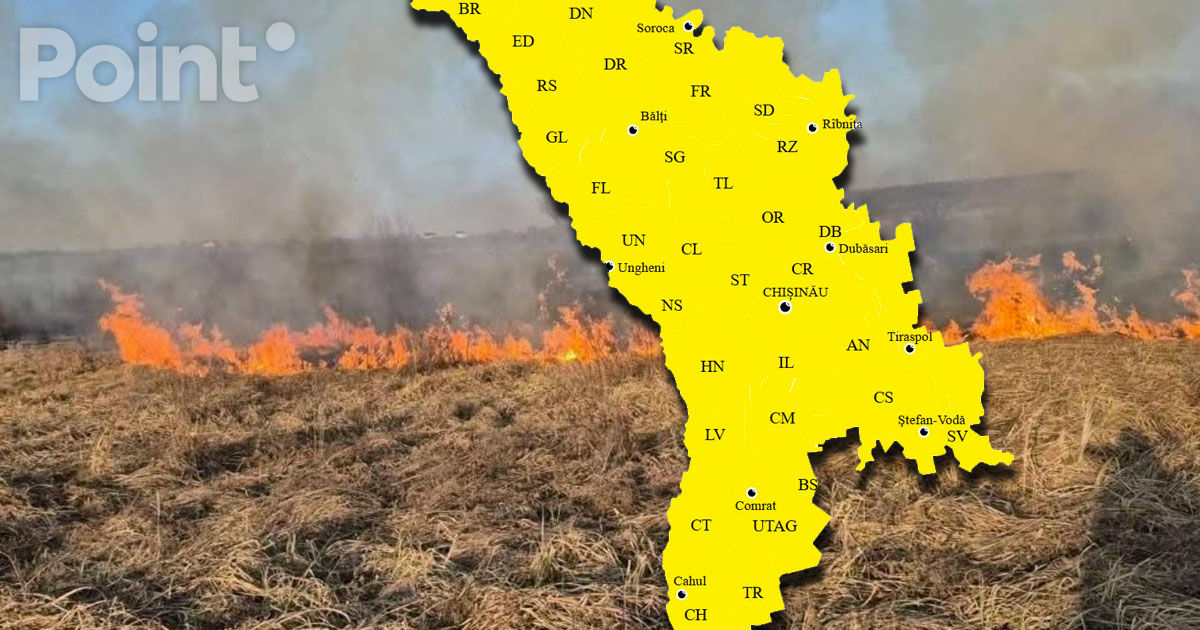 Codul Galben de incendii în toată Moldova, prelungit: Meteorologii anunță pericol excepțional.