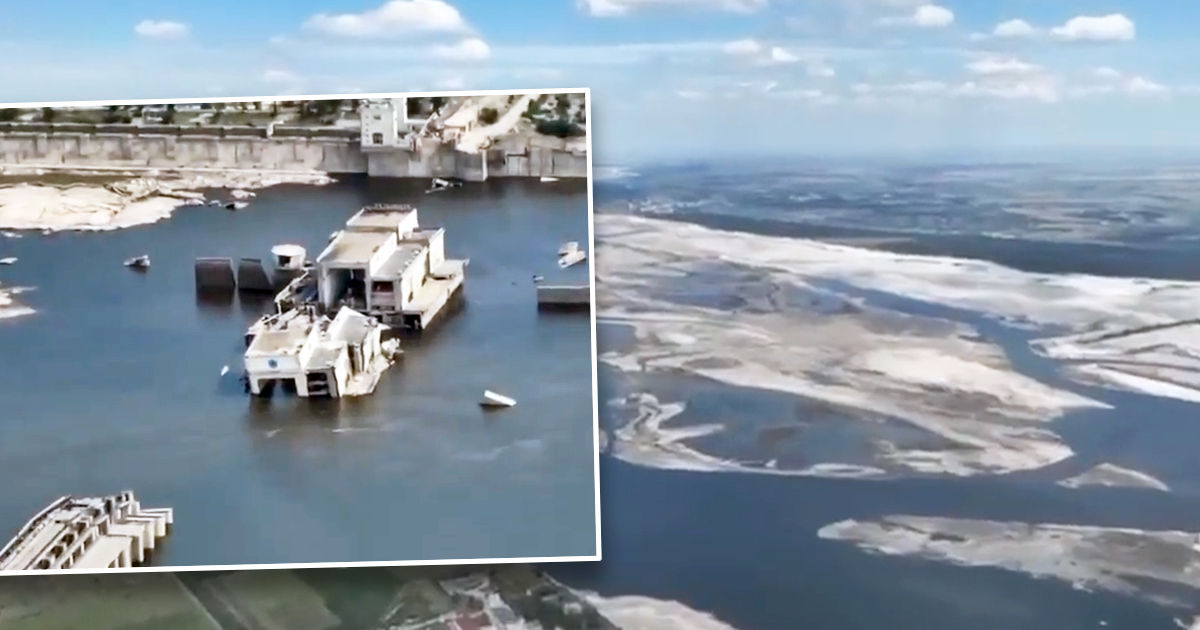 Украинские власти показали, как выглядит Каховское водохранилище. Коллаж: Point.md