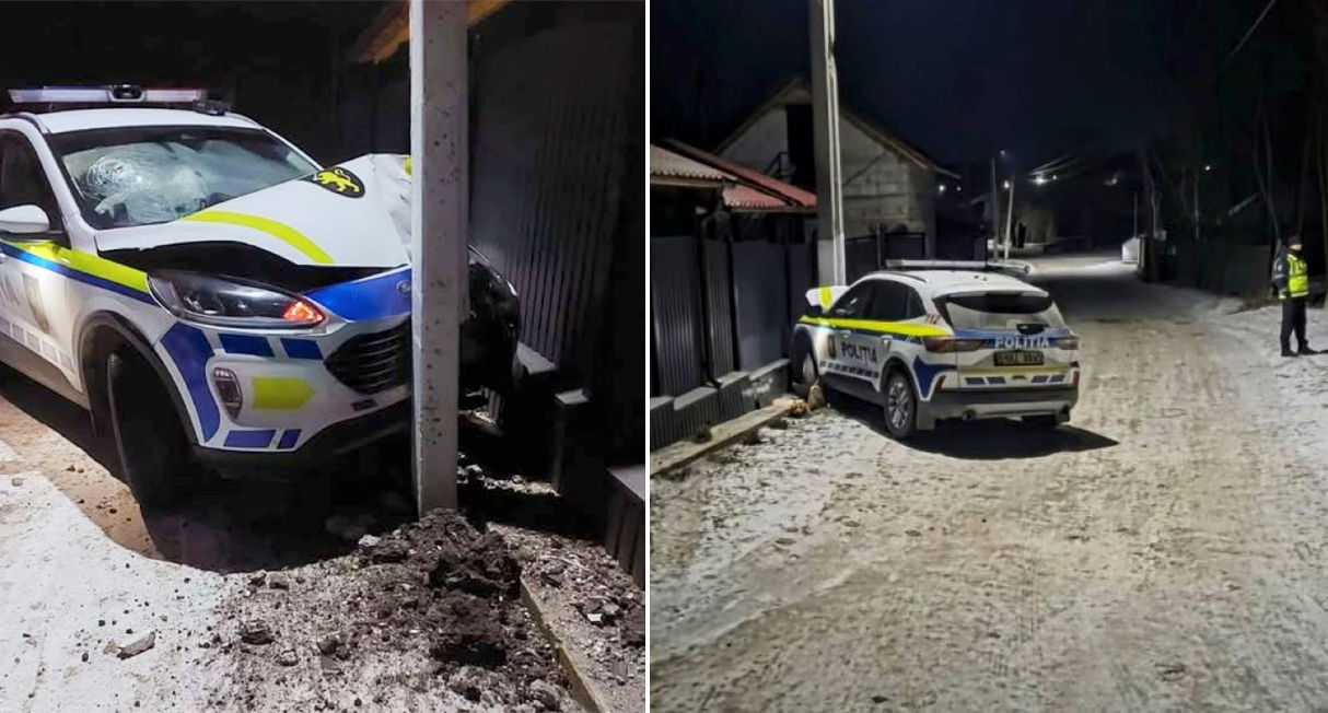 O mașină de Poliție, implicată într-un accident la Călărași.