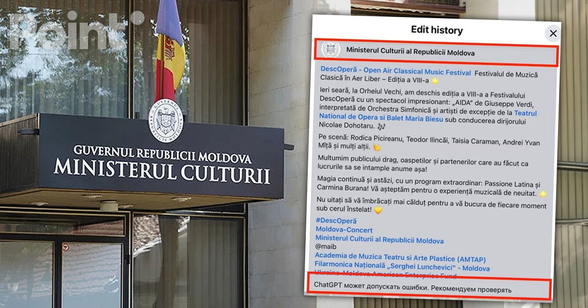 Ministerul Culturii, suspectat că a folosit ChatGPT pentru postările de pe Facebook.
