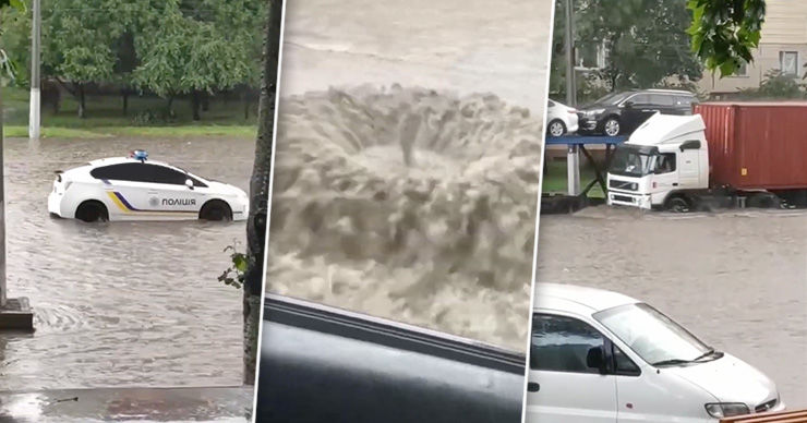 В течение четверти часа в городе выпало 28 миллиметров осадков. Коллаж: Point.md.