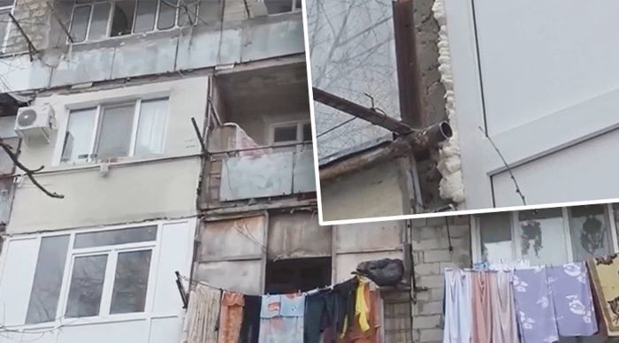 На Мунчештах один из жильцов общежития отрезал трубу, поддерживающую балкон.