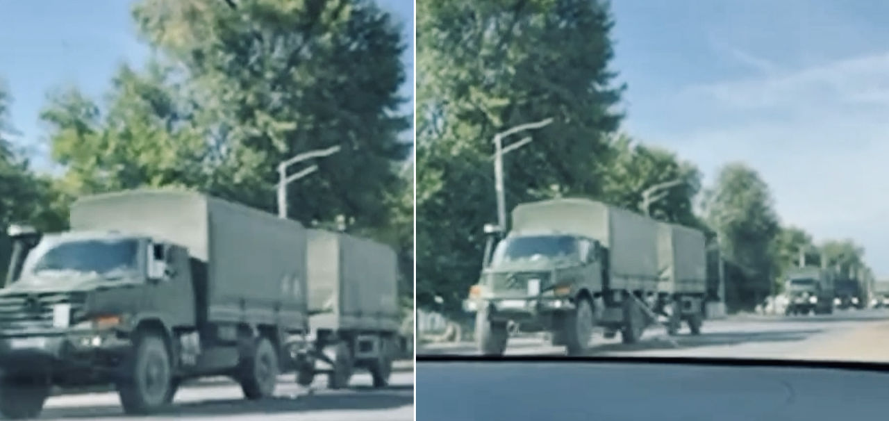 В Комрате засняли колонну военной техники.