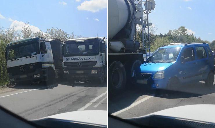 На Балканском шоссе столкнулись два автомобиля и бетономешалка.